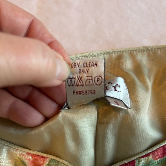 Adrianna Papell Cream/Green with Red Floral Blouse with Mandarin Collar - Picture 5 of 6